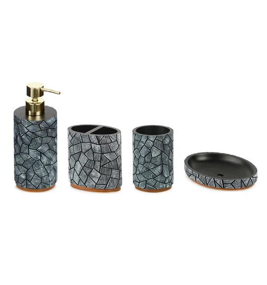 Alvina Polyresin Bath Set D.Grey