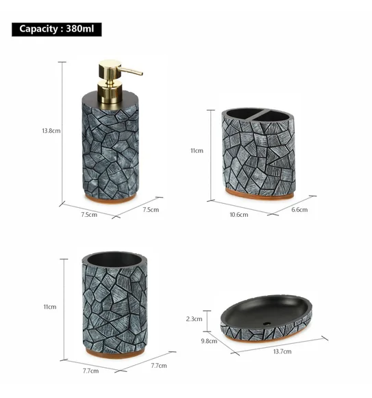 Alvina Polyresin Bath Set D.Grey