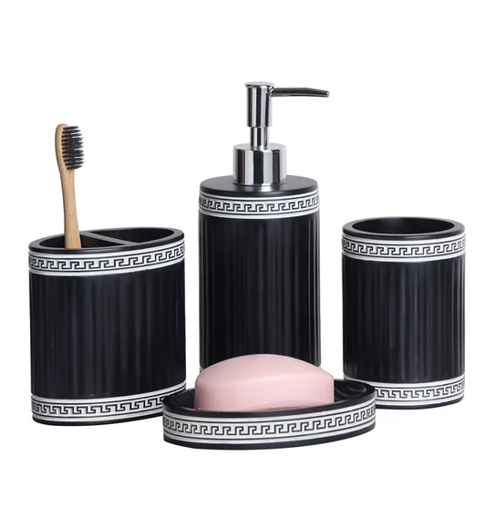 Alvina Polyresin Bath Set Black