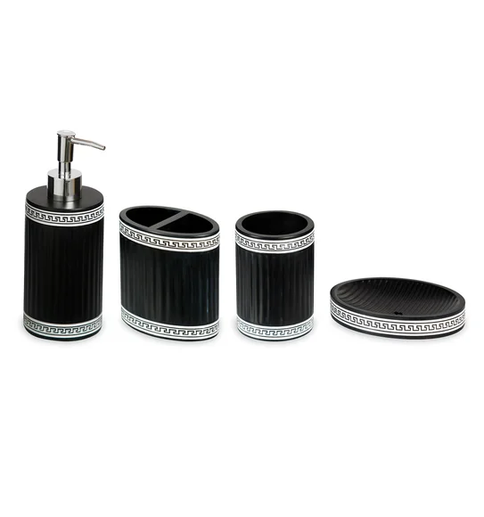 Alvina Polyresin Bath Set Black