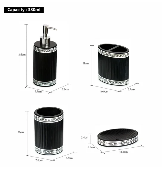 Alvina Polyresin Bath Set Black