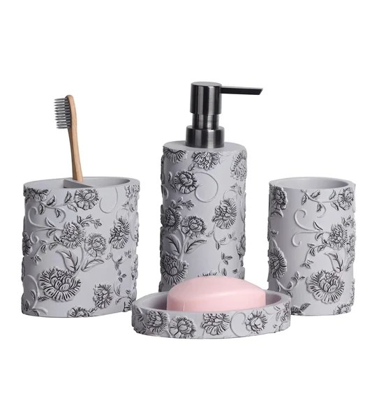 Alvina Polyresin Bath Set Grey