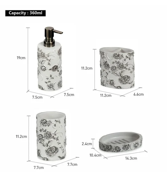 Alvina Polyresin Bath Set Grey