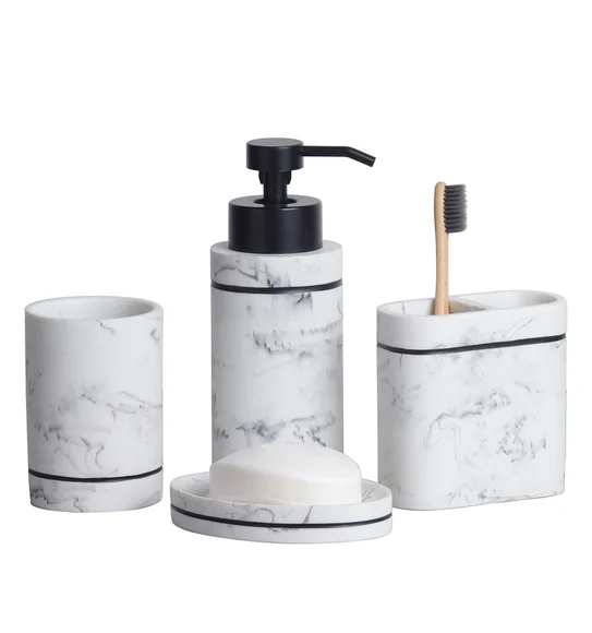 Alvina Polyresin Bath Set Marble