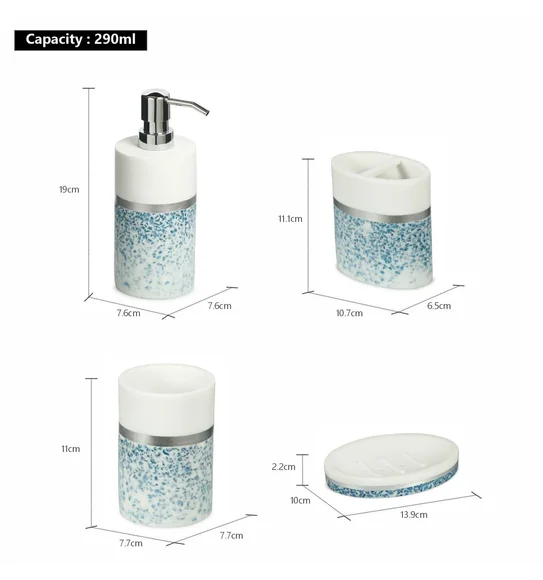 Alvina Polyresin Bath Set Blue