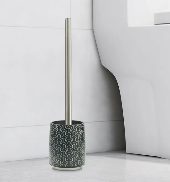 Alvina Polyresin Toiletbrush Holder Black White