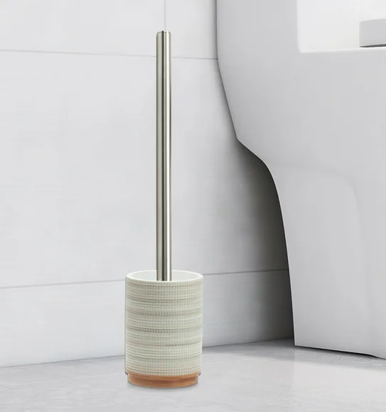 Alvina Polyresin Toiletbrush Holder Wood