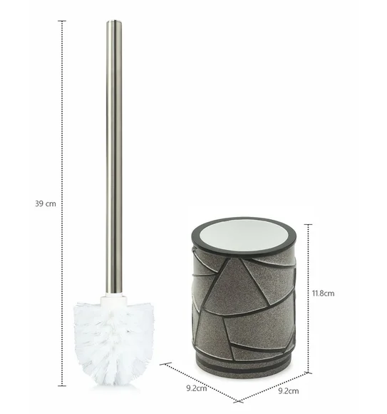Alvina Polyresin Toiletbrush Holder Grey Black