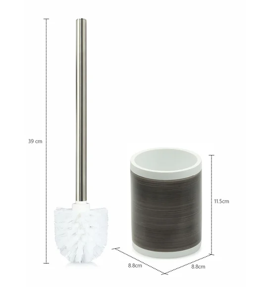 Alvina Polyresin Toiletbrush Holder Brown White