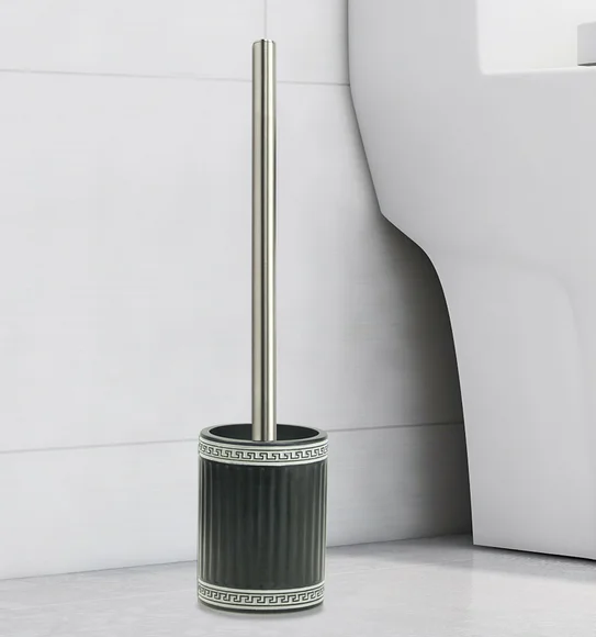 Alvina Polyresin Toiletbrush Holder Black Silver
