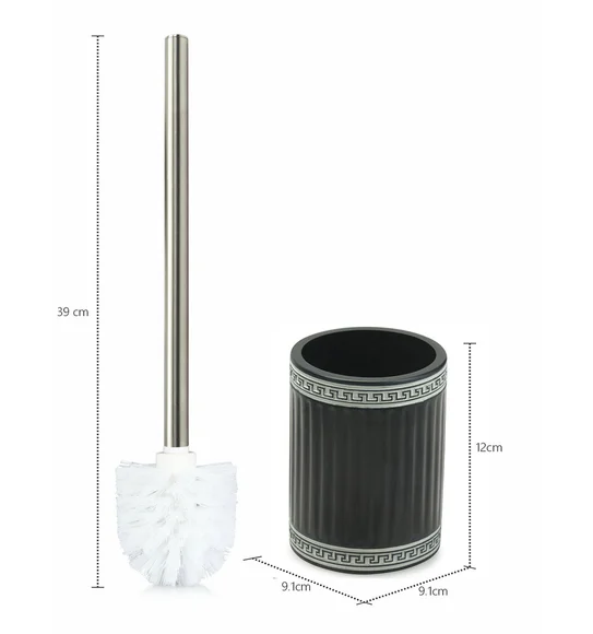 Alvina Polyresin Toiletbrush Holder Black Silver
