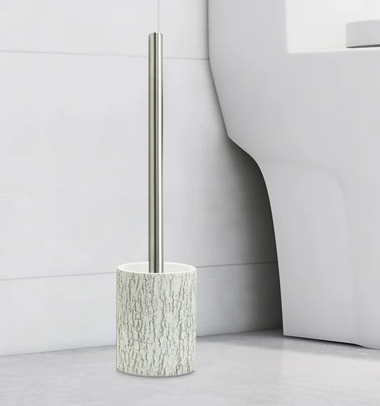 Alvina Polyresin Toiletbrush Holder Silver Grey