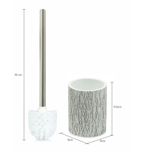 Alvina Polyresin Toiletbrush Holder Silver Grey