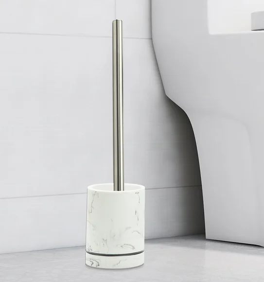 Alvina Polyresin Toiletbrush Holder Marble White