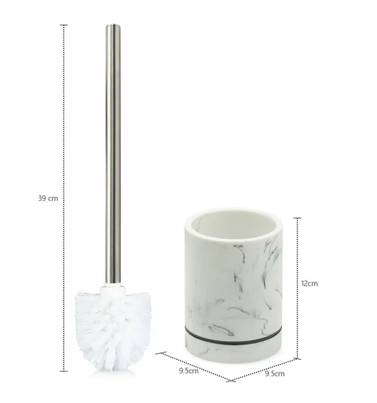 Alvina Polyresin Toiletbrush Holder Marble White