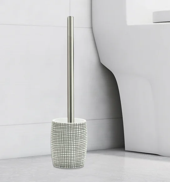 Alvina Polyresin Toiletbrush Holder White Black