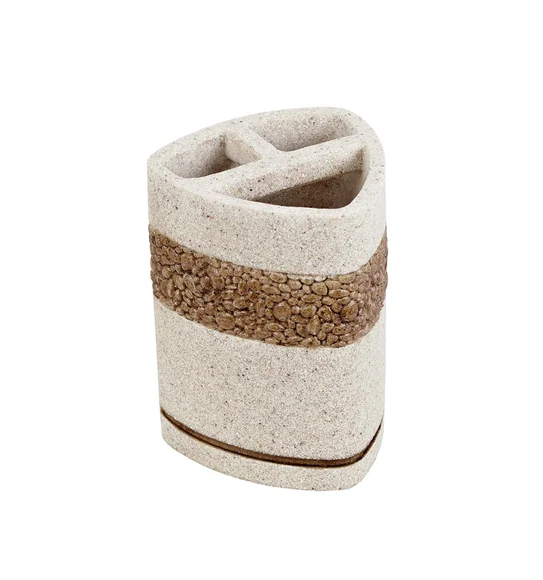 Alvina Polyresin Bath Set Sandstone Brown