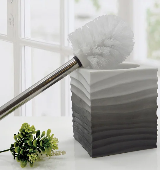 Alvina Polyresin Toiletbrush Holder Black with White