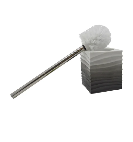 Alvina Polyresin Toiletbrush Holder Black with White