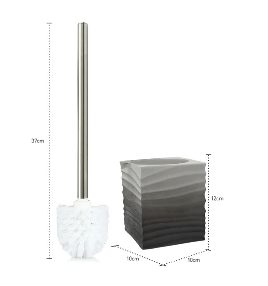 Alvina Polyresin Toiletbrush Holder Black with White