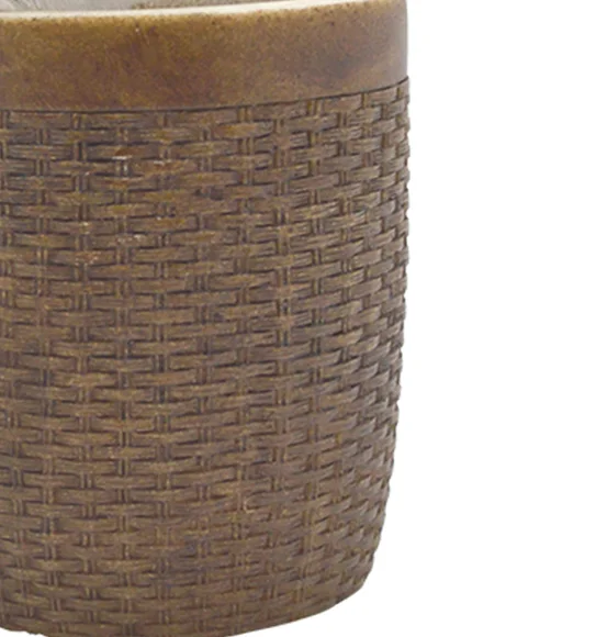 Alvina Polyresin Wicker Toiletbrush Holder Sandstone with Brown