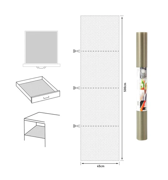 Rio S PVC Shelf Liner Grey