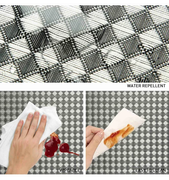 Maze Set Of 6 Vinyl Table Mat White Black