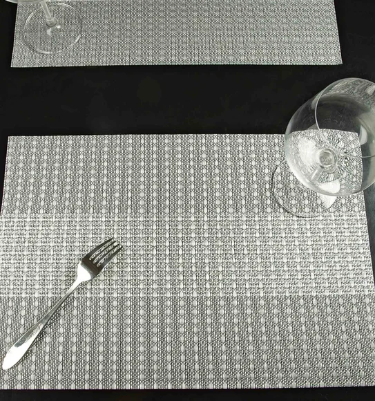 Maze Set Of 6 Vinyl Table Mat Grey Silver