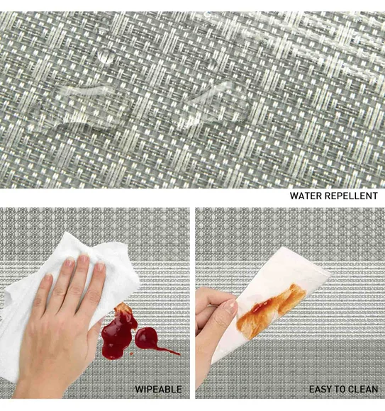 Maze Set Of 6 Vinyl Table Mat Grey Silver