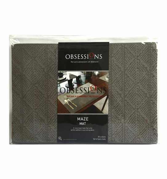 Maze Set Of 6 Vinyl Table Mat Grey