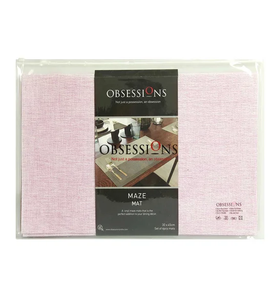 Maze Set Of 6 Vinyl Table Mat Pink White