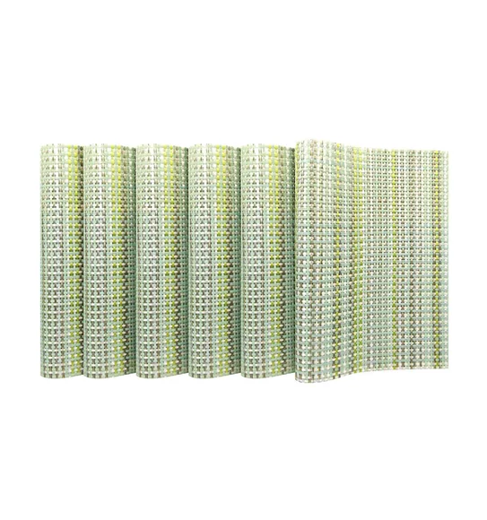 Maze Set Of 6 Vinyl Table Mat Green White