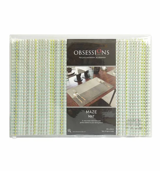 Maze Set Of 6 Vinyl Table Mat Green White