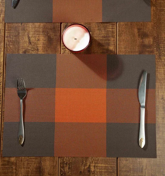 Maze Set Of 6 Vinyl Table Mat Rust