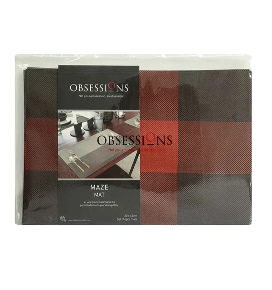 Maze Set Of 6 Vinyl Table Mat Rust