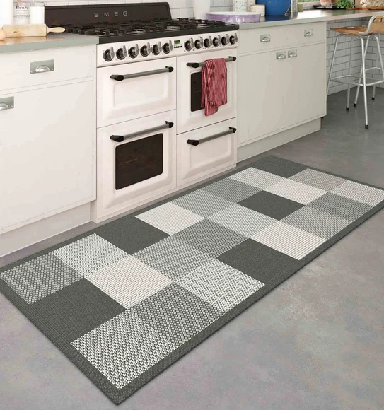 Kitchen Geometric Carpet Taupe