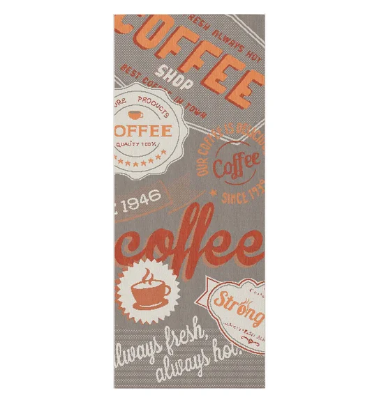 Kitchen Printed Carpet Grey and Orange