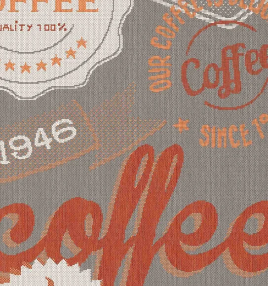 Kitchen Printed Carpet Grey and Orange