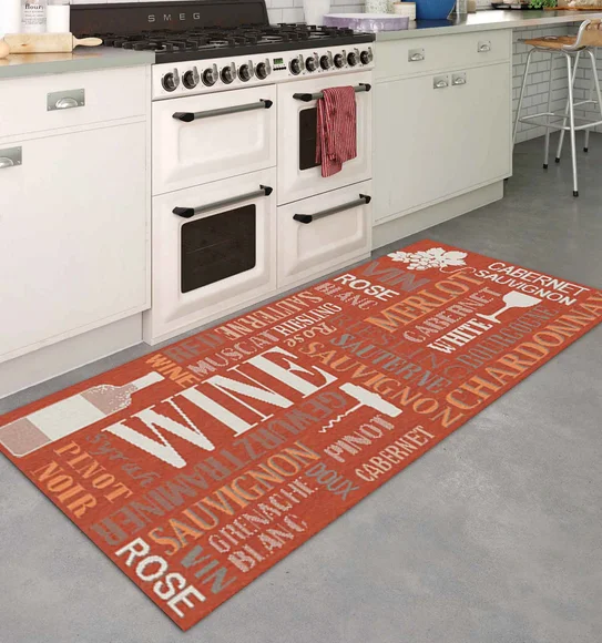 Kitchen Printed Carpet Rust
