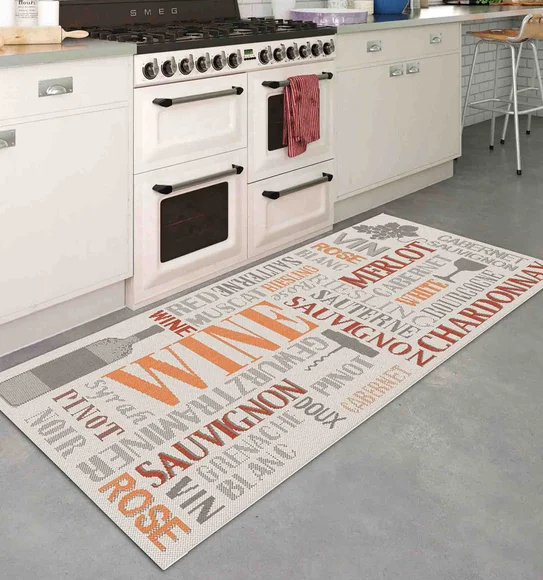 Kitchen Printed Carpet Beige