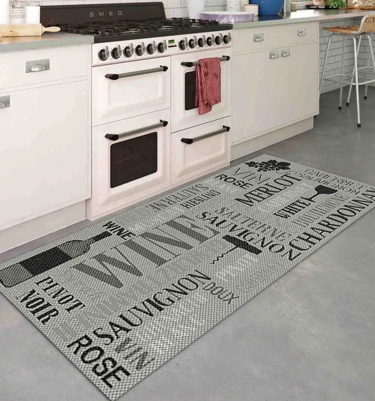 Kitchen Printed Carpet Grey
