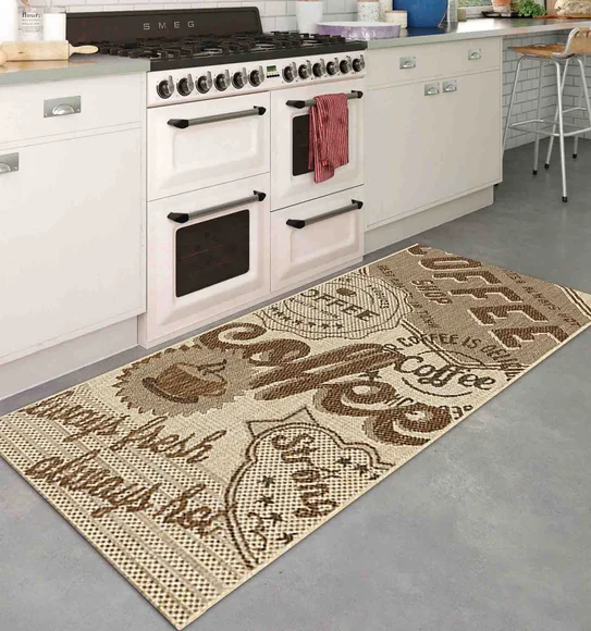Kitchen Printed Carpet Dark Beige