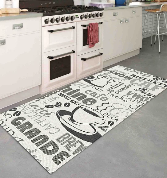 Kitchen Printed Carpet Ivory