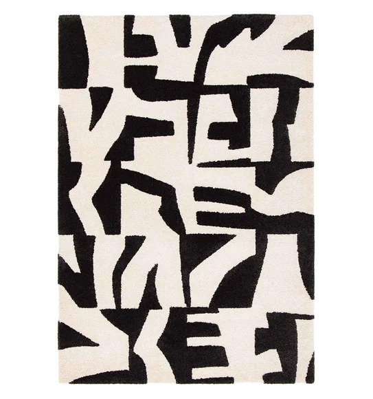 Naomi Abstract Carpet Black and Cream