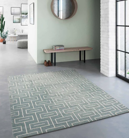 Elle Brick Road Geometric Carpet T.Blue