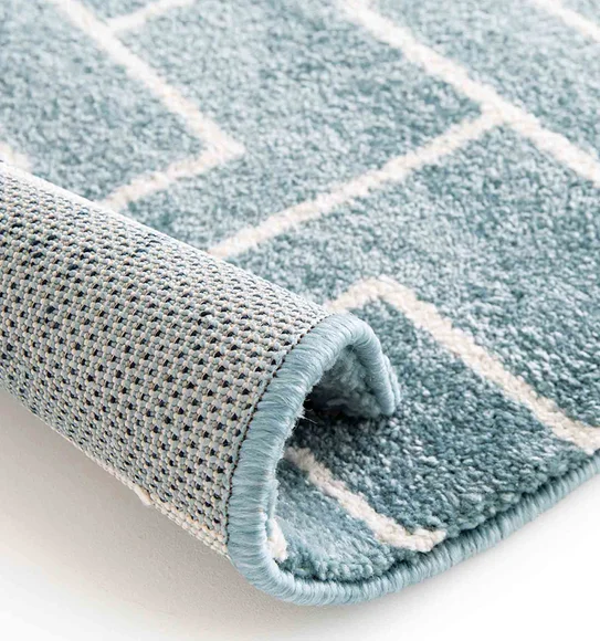 Elle Brick Road Geometric Carpet T.Blue