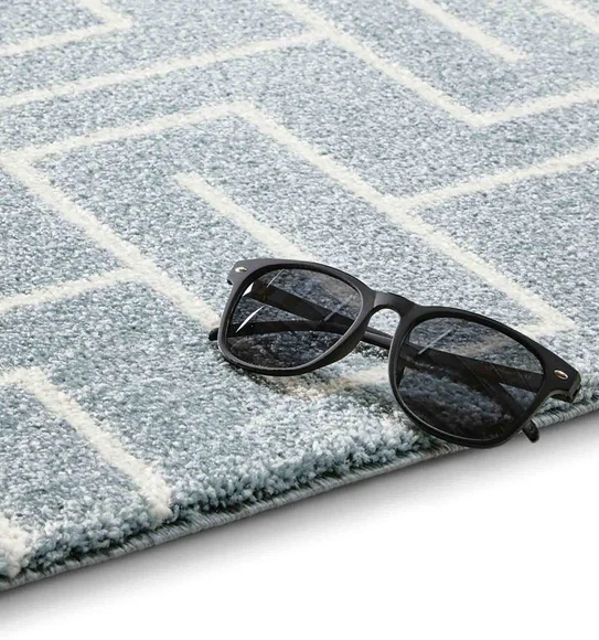 Elle Brick Road Geometric Carpet T.Blue