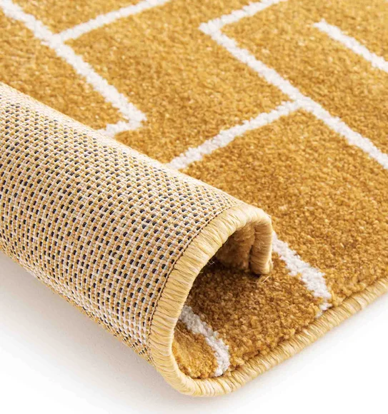 Elle Brick Road Geometric Carpet Mustard