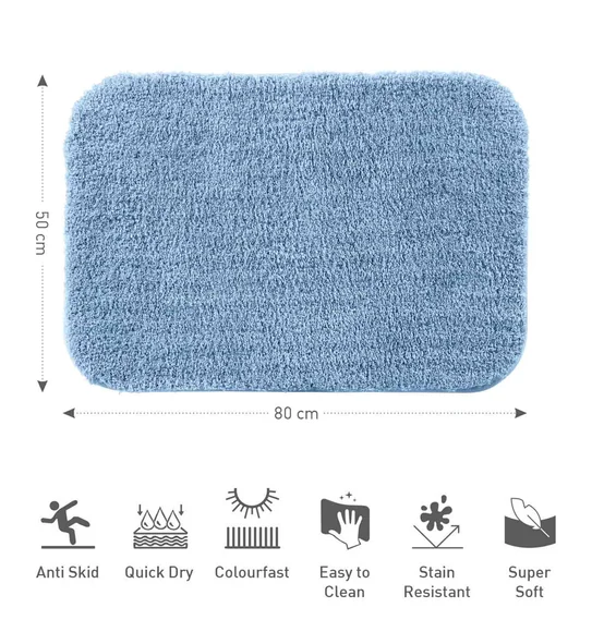 Munich Anti skid Polyester Bath Mat Blue