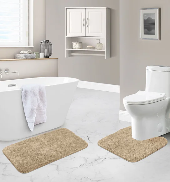 Munich Anti skid Polyester Bath Mat Beige